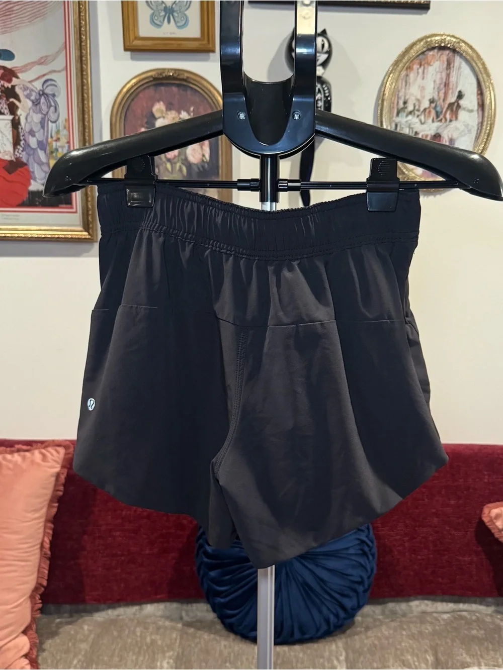 Lululemon Black Floral Print Reversible Running Shorts - Picture 6 of 8